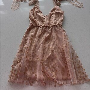 Lucy in the sky gold champagne color dress size xs